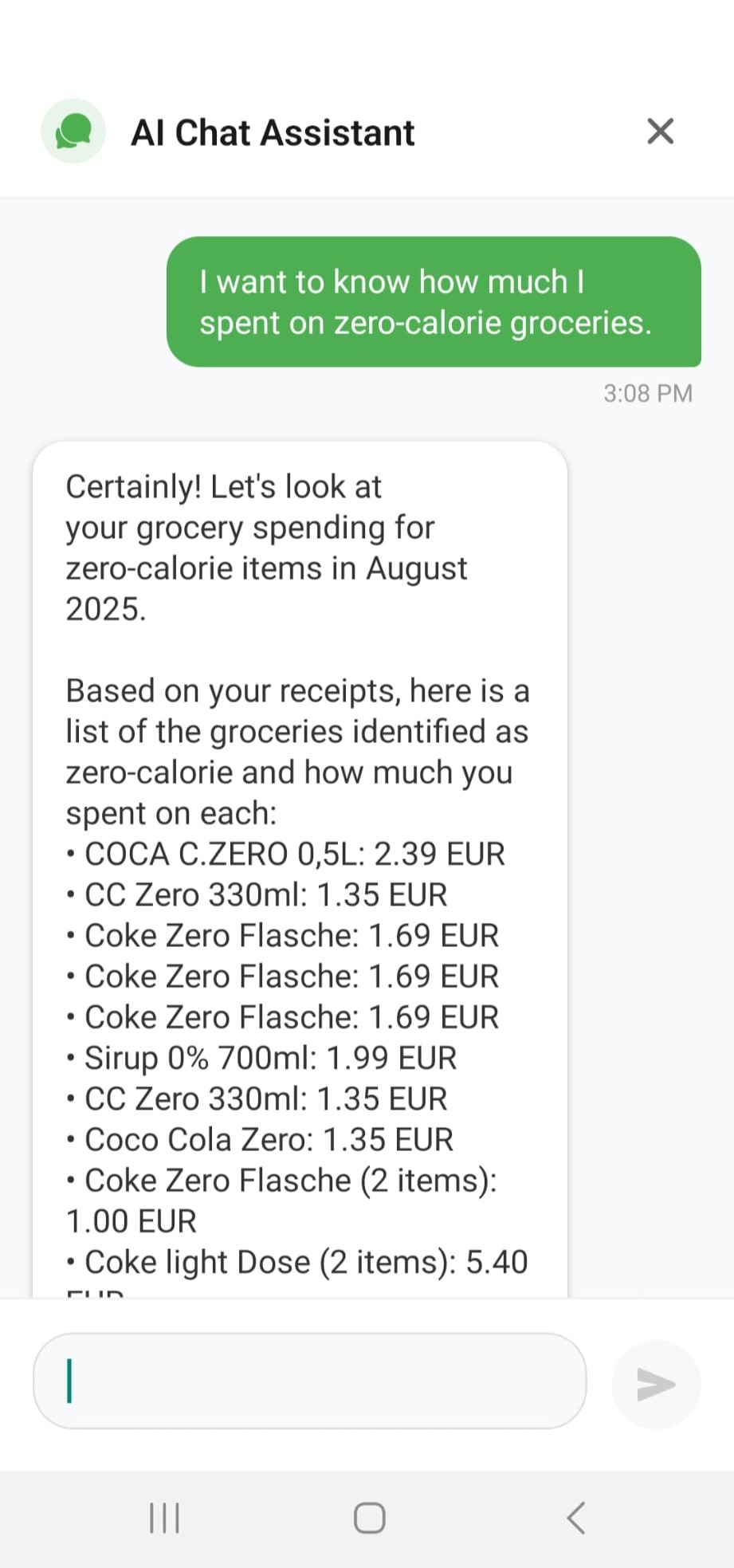 AI Chat Assistant - Get personalized grocery insights