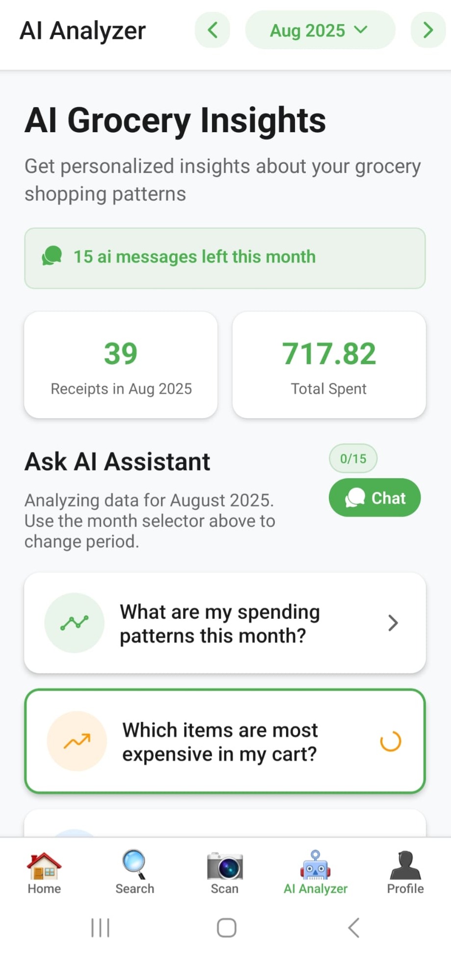 AI Analysis - Get detailed expense analysis
