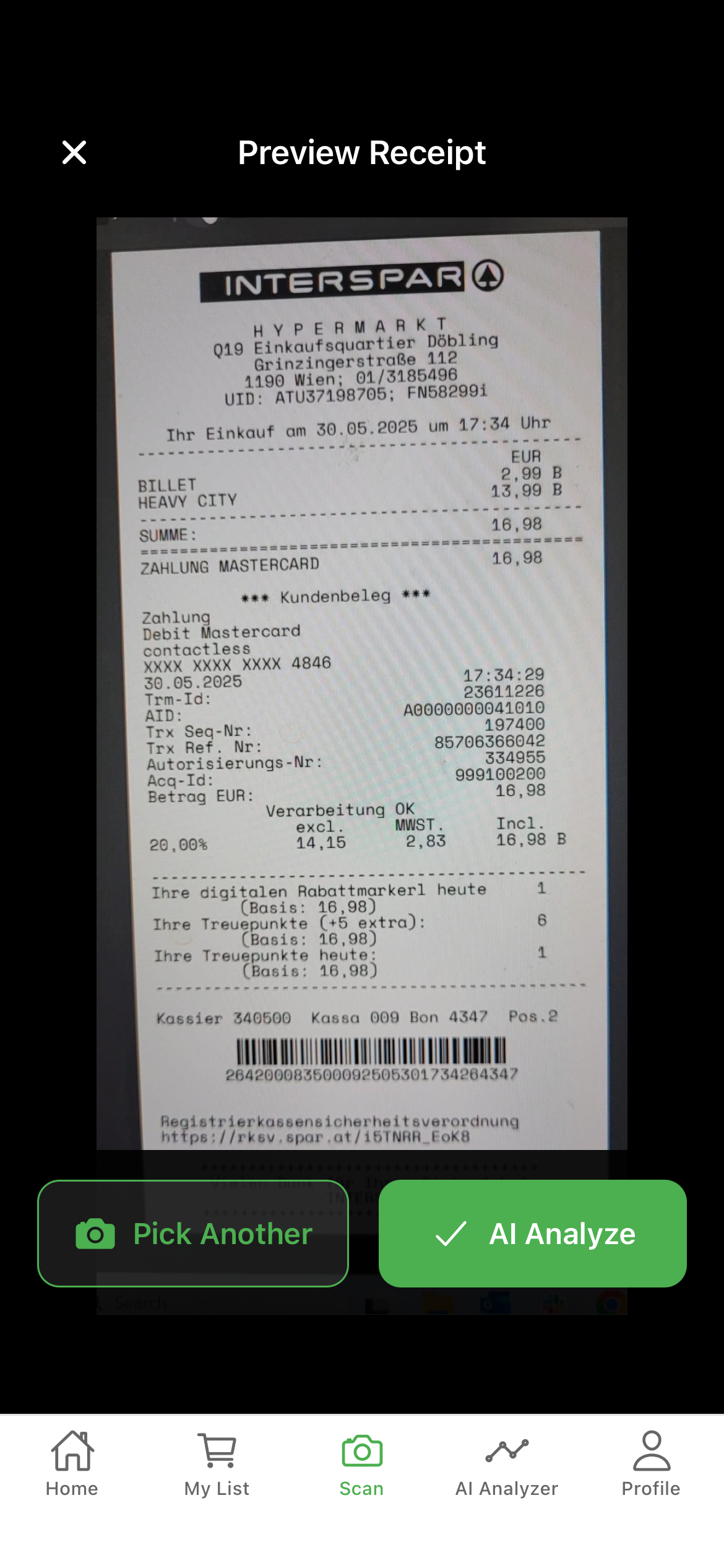 Receipt Scanning Preview